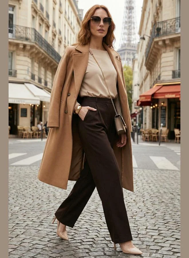 ليلا بنطلون نسائي ليلا بقصة مستقيمة وخصر مرتفع